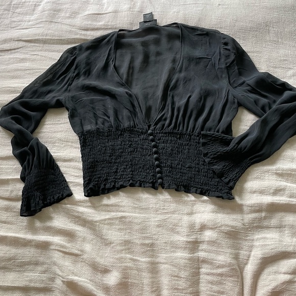 Express Tops - Vintage express SILK black crop top sz small